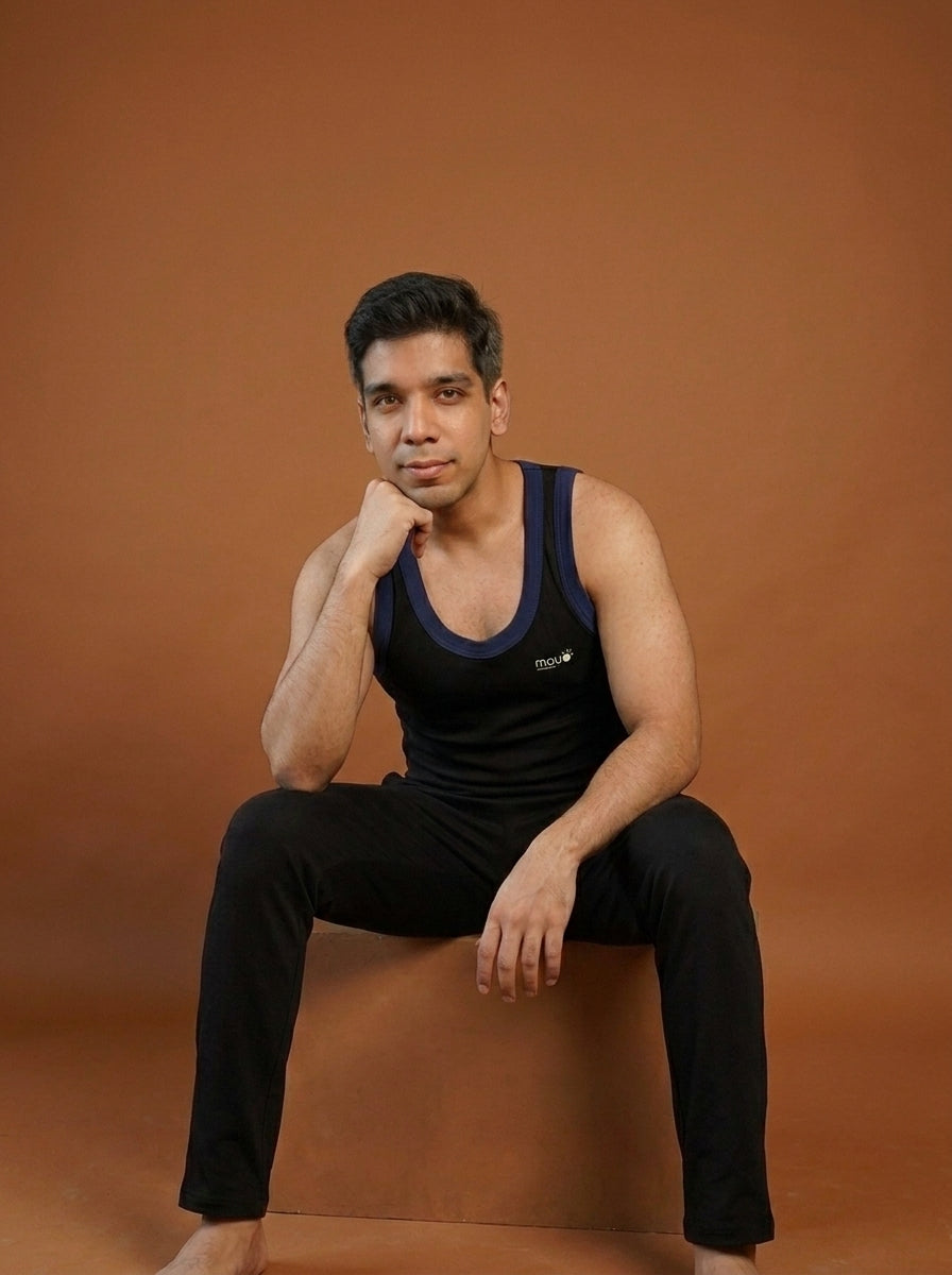 MOJO BLACK VEST SLEEVELESS - PACK OF 3